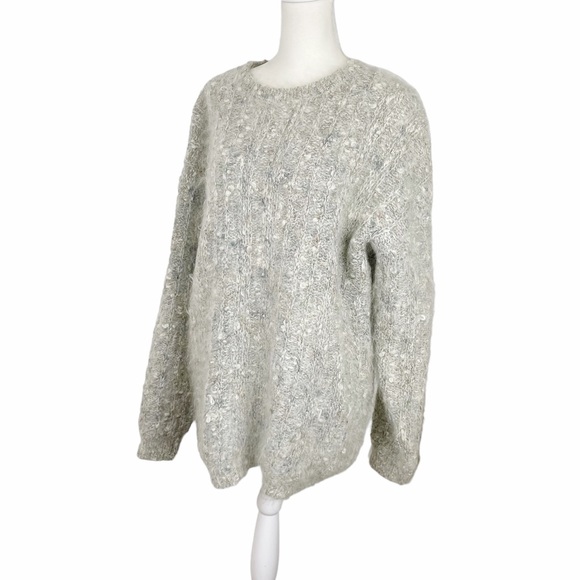 D. D. Sloane Sweaters - Vintage D. D. Sloane Mohair Cable Knit Fisherman Sweater Large Gray Pint White